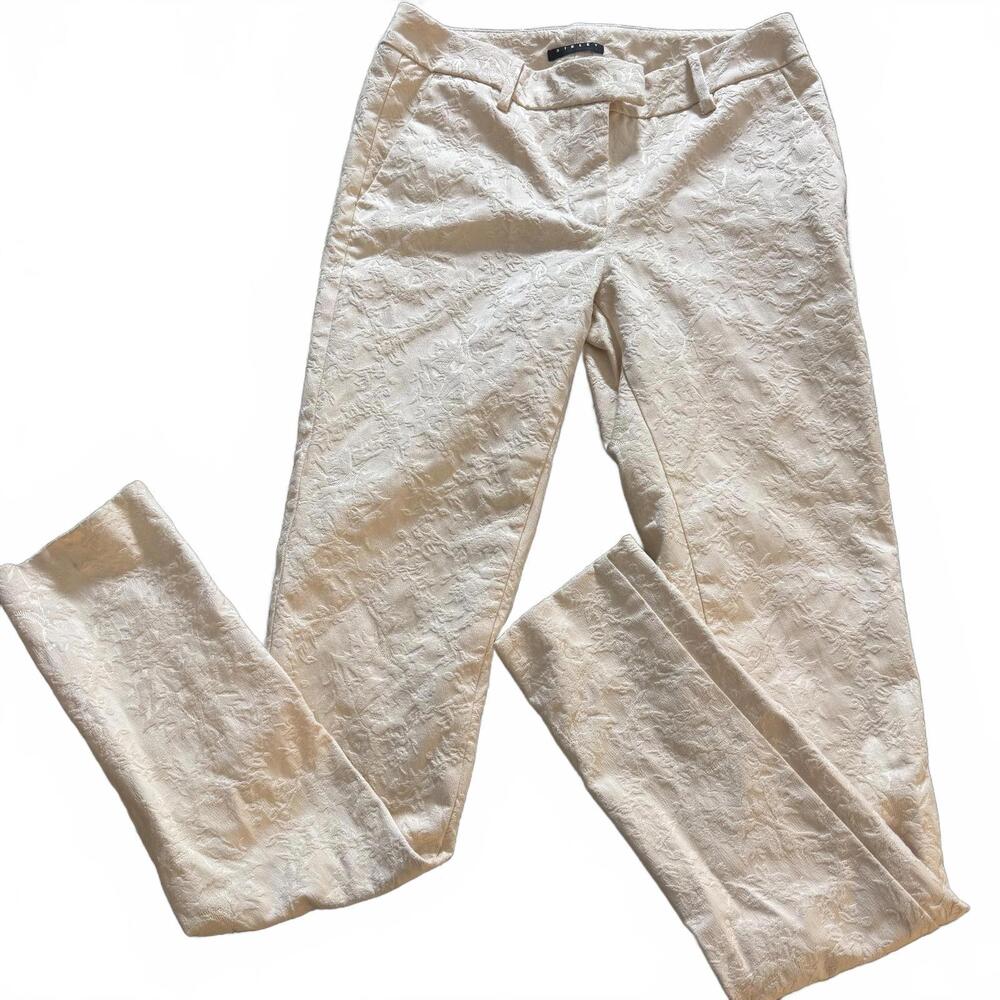 Vintage SISLEY Baroque Off white cigar Pants Size 2. Y2K 80s cottagecore